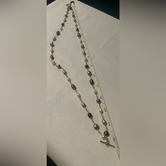 Multicolor Freshwater Pearl Station Necklace - Women's Layered Style - Picture 3 of 4